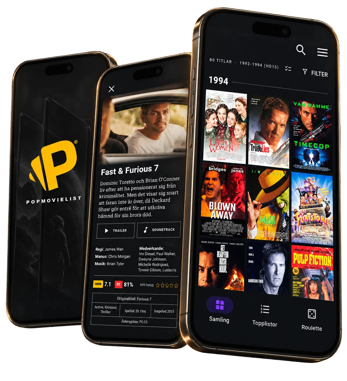 PopMovieList på flera skärmar